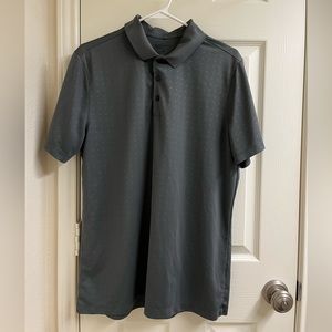 Nike charcoal grey diamond print dri-fit golf pro collar shirt PGA